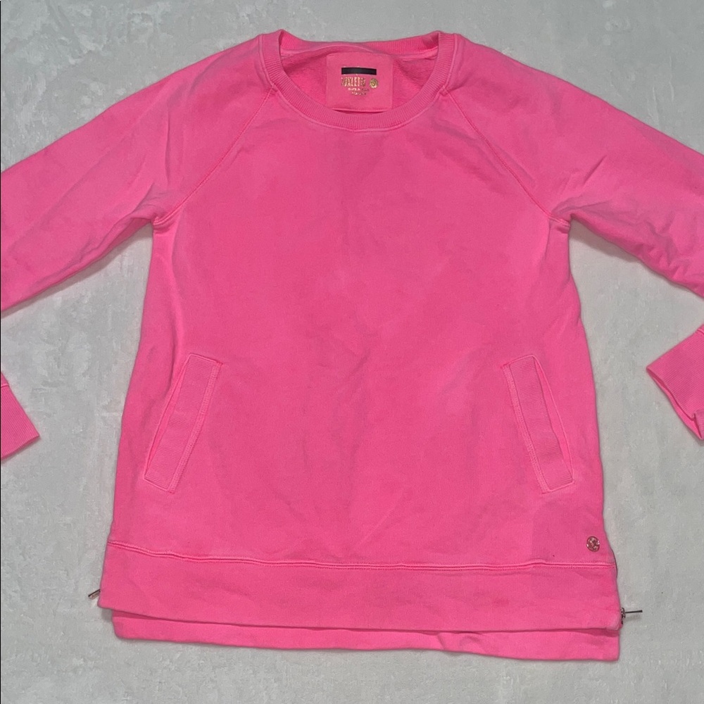 Lilly Pulitzer Luxletic Bright Pink Zippered Crewneck Sweater